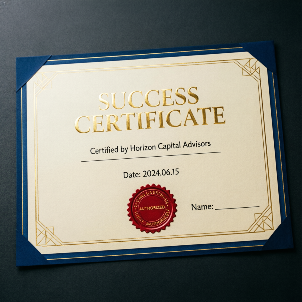 Success certificate for prop firm challenge completion