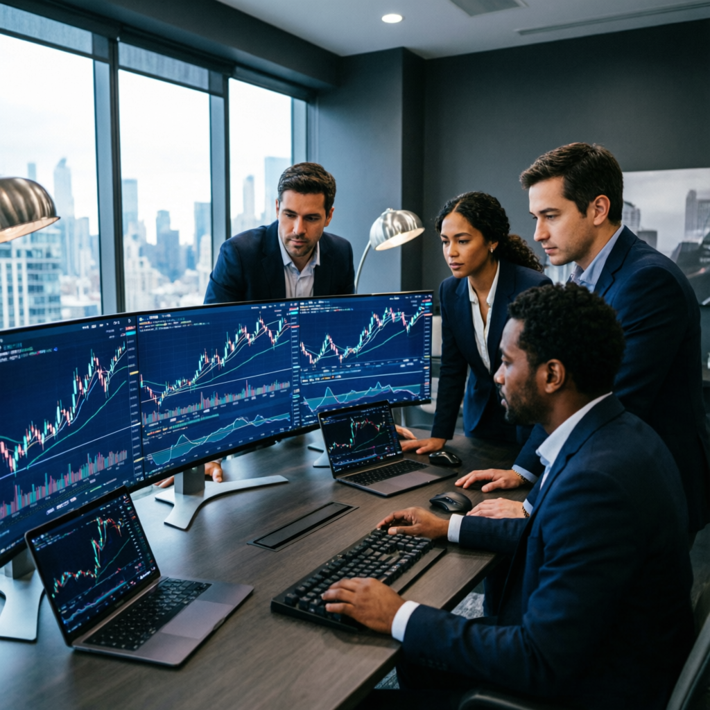 PFM Capitals professional trading team analyzing markets together