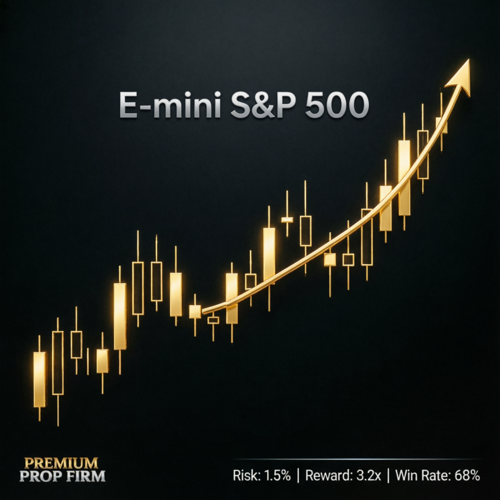 E-mini S&P 500 futures chart with golden trend line