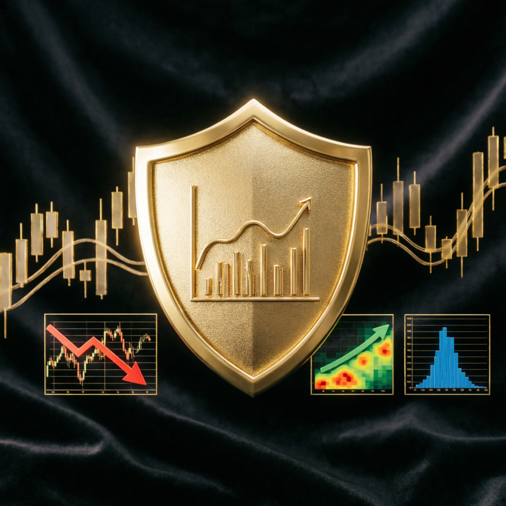 Risk management shield protecting trading capital