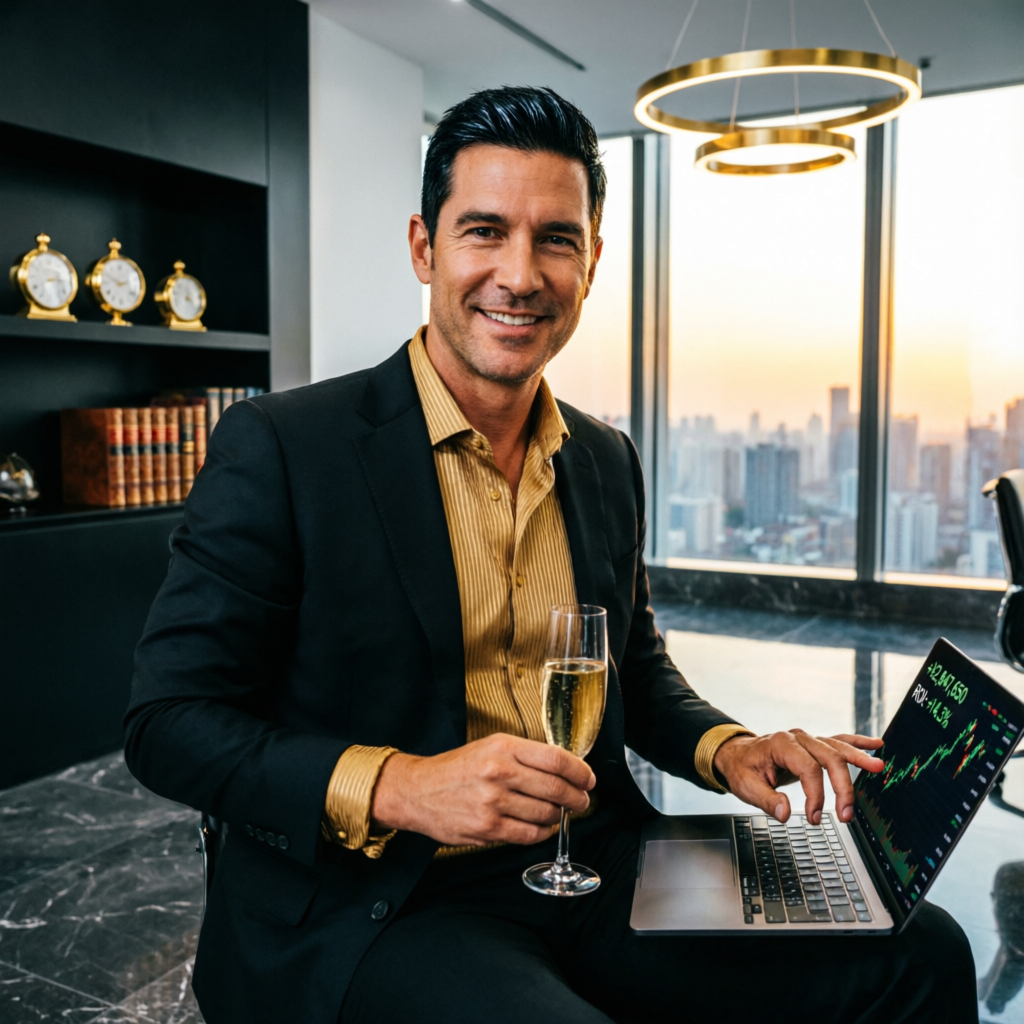 Professional trader celebrating successful payout
