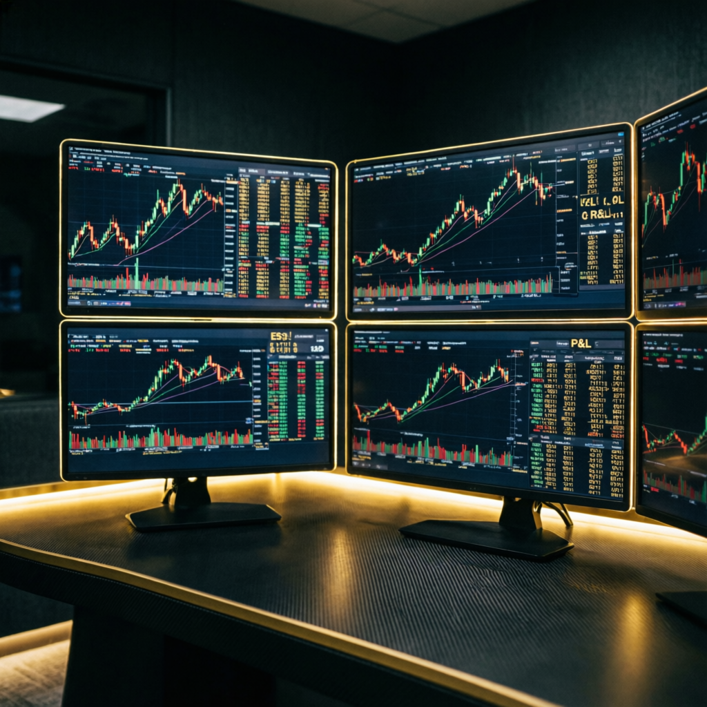 Multi-monitor trading setup for professional futures traders