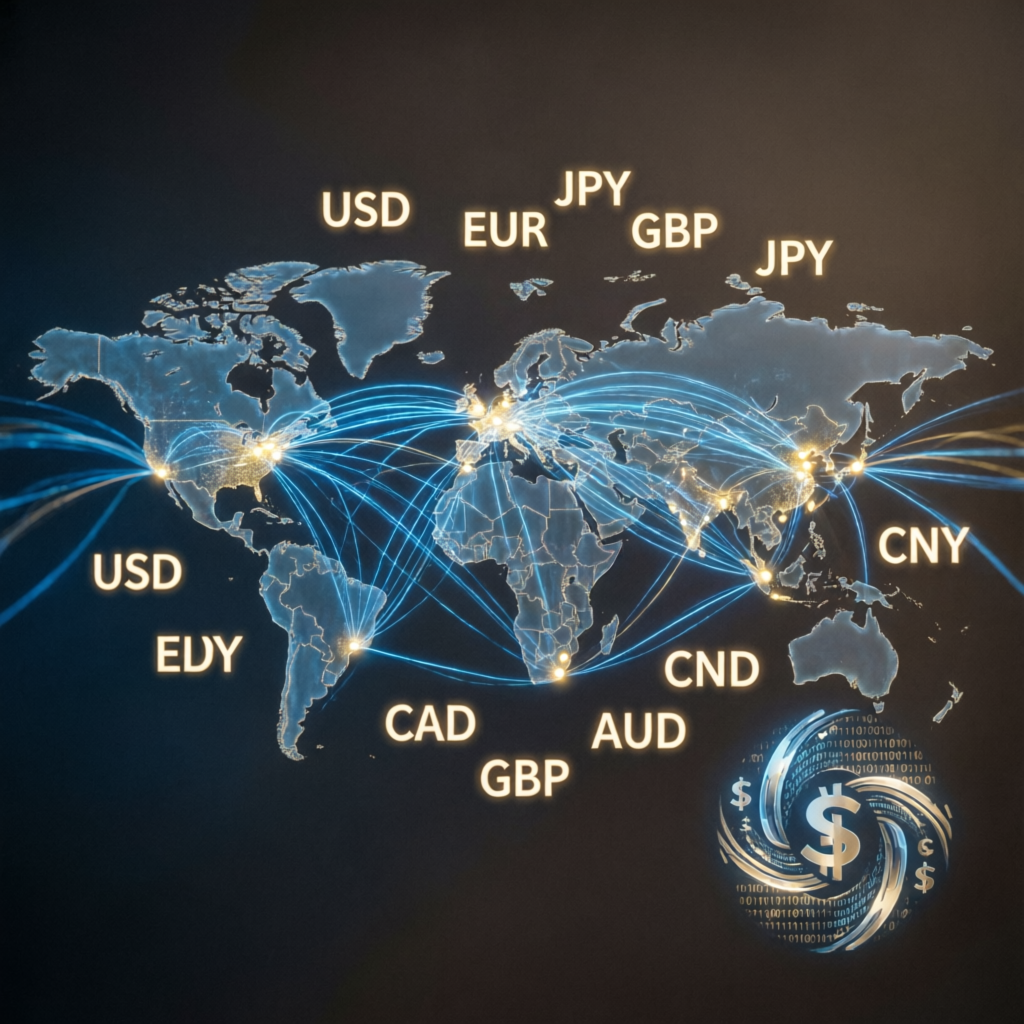 Global forex market coverage showing international currency trading network