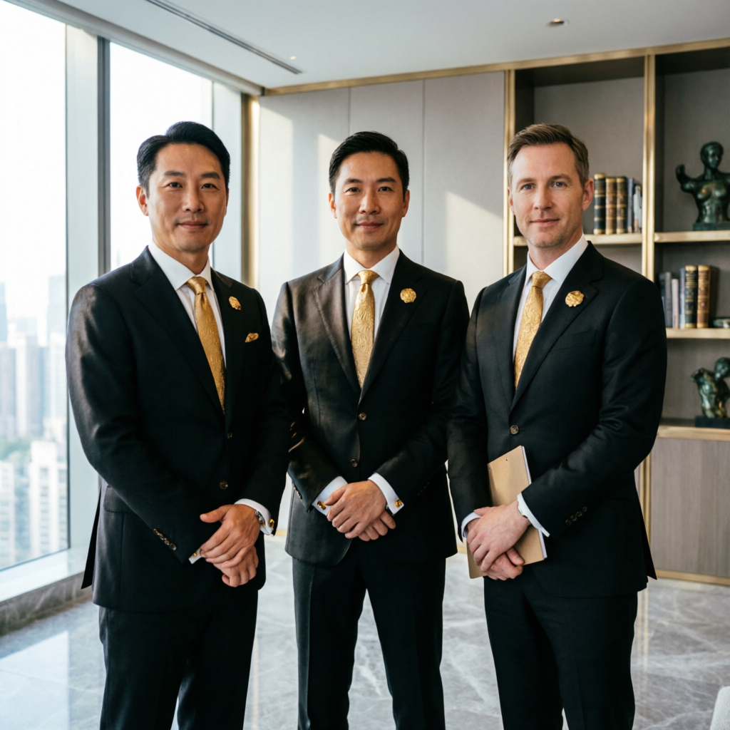 Professional financial consultant team in luxury office representing All Prop Funding expertise