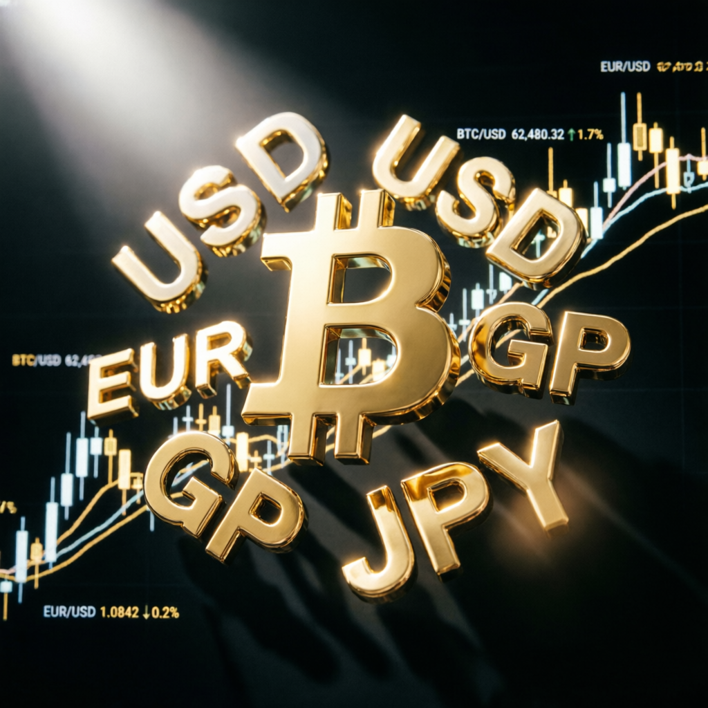 Premium gold currency symbols representing forex and futures trading