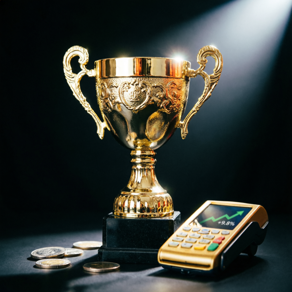 Luxury gold trophy representing Apex Trader Funding trading success and achievement