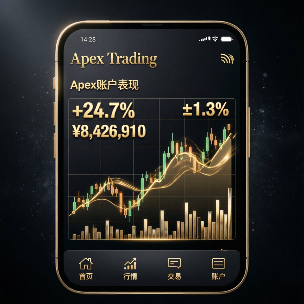 Apex Trading mobile app showing account performance and profits