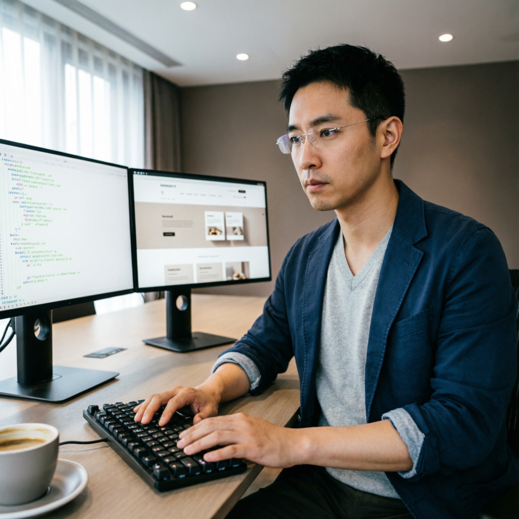 Web designer working on website maintenance