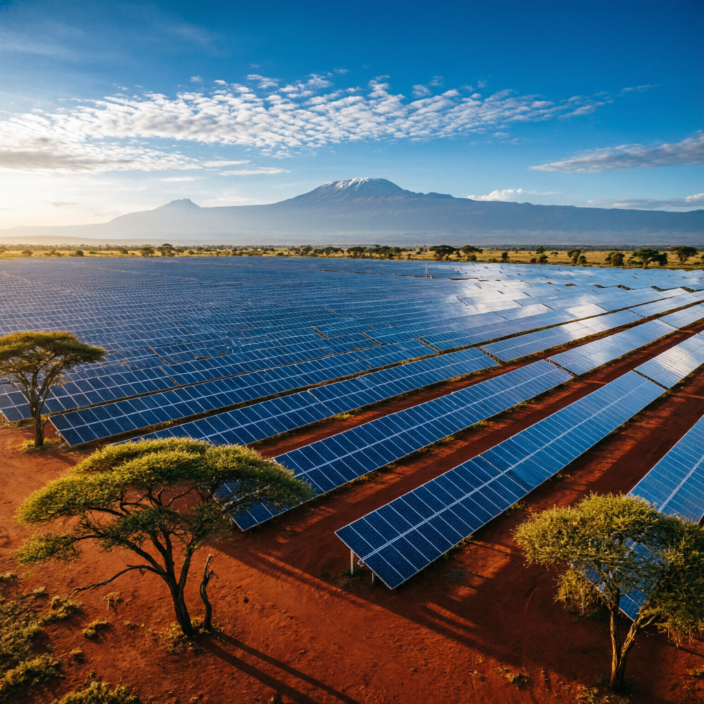 Utility solar farm aerial view