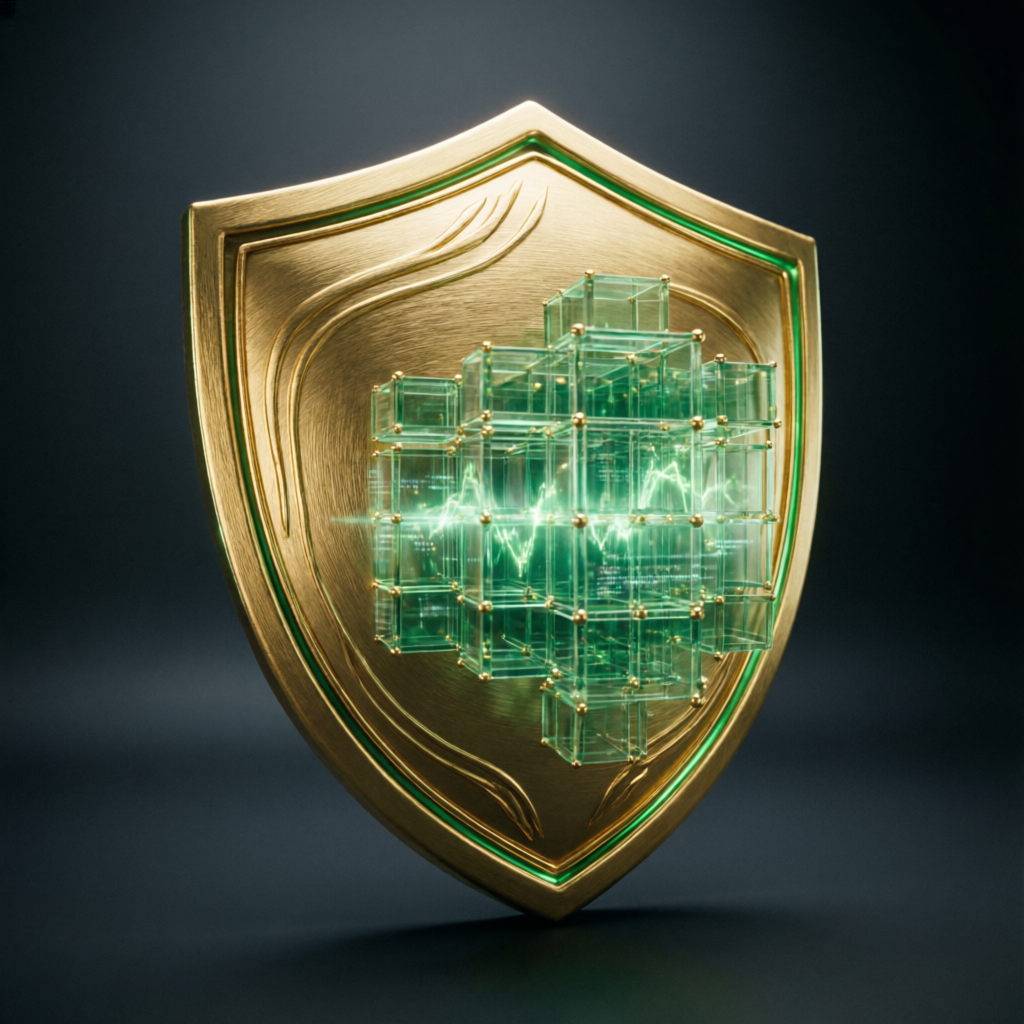 Gold shield protecting trading capital with risk management concept