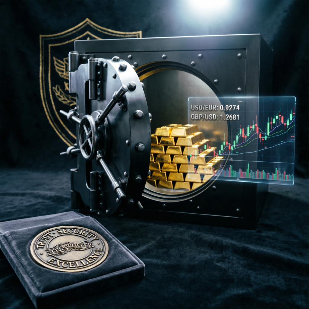 Premium vault with gold bars representing trust and security