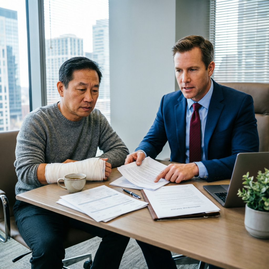 American Lawyer Consultation Meeting with Injured Client
