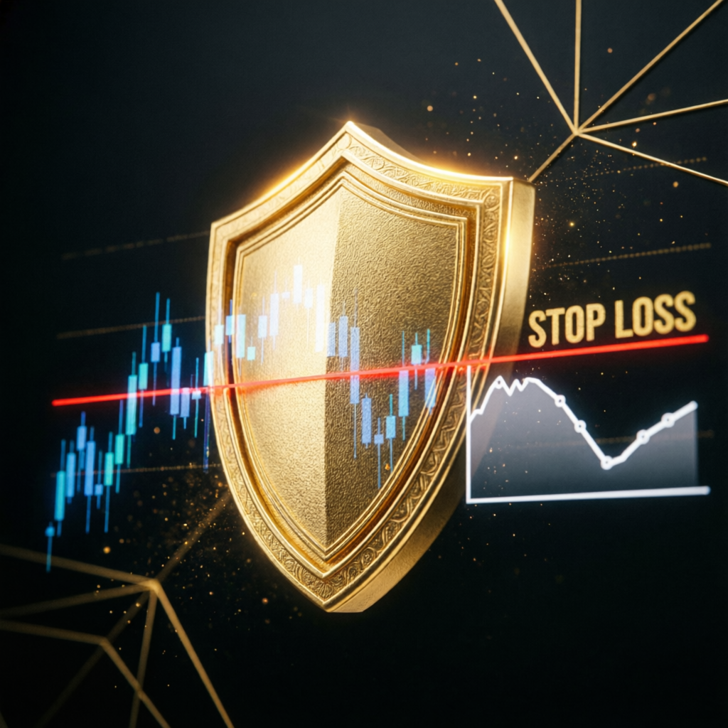 Gold shield representing risk management and stop loss protection in Apex Trader Funding