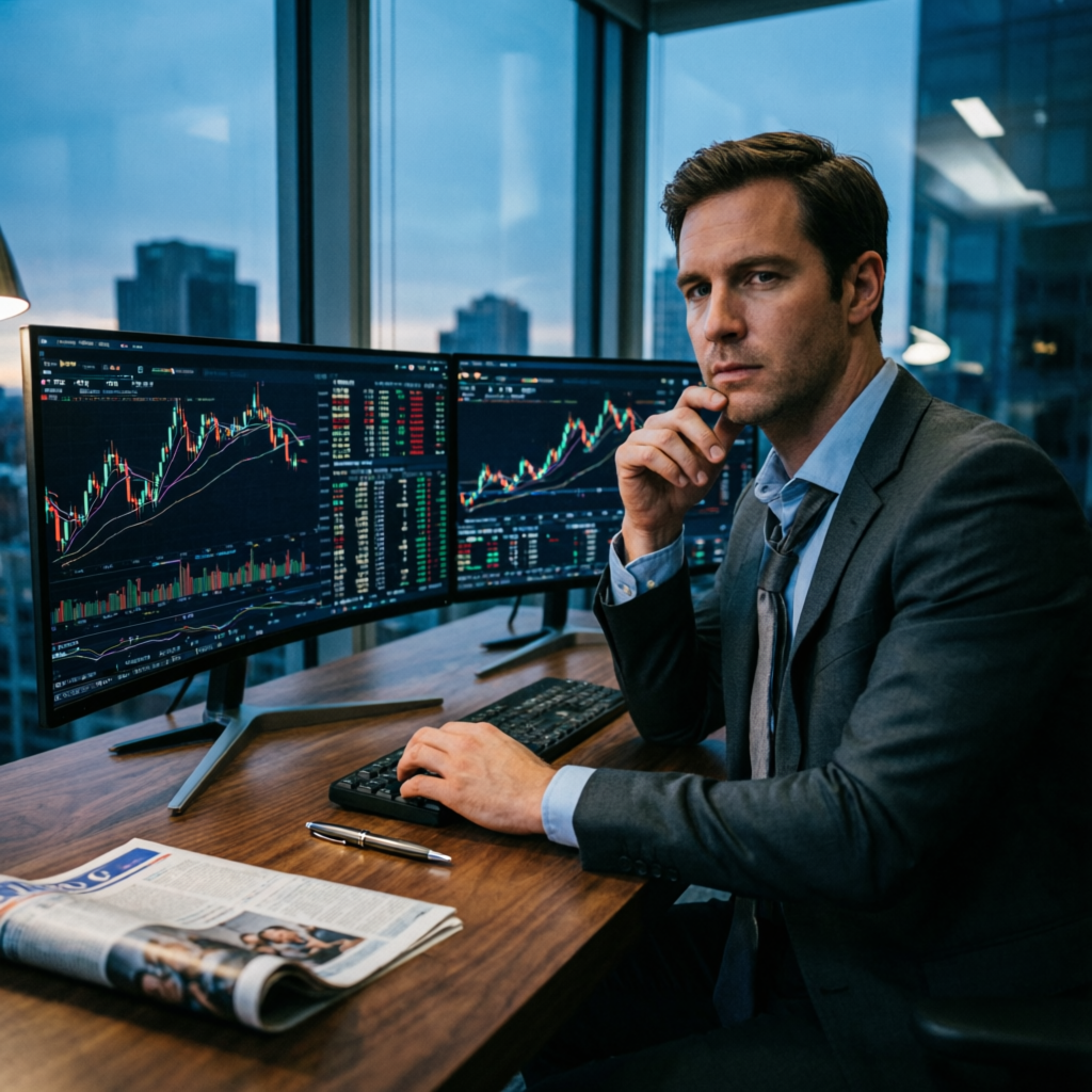 Funded trader reviewing charts