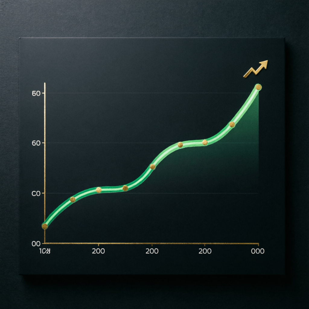 Upward profit trend chart representing successful prop firm challenge
