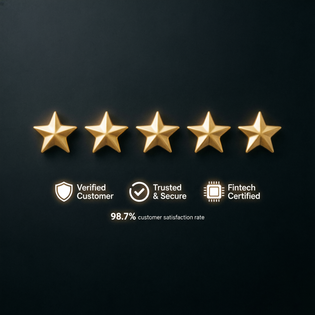 5-star reviews and trust badges for Pass My Prop Firms service