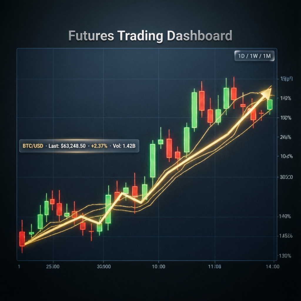 My Funded Futures Trading Dashboard showing futures market data and profit curves