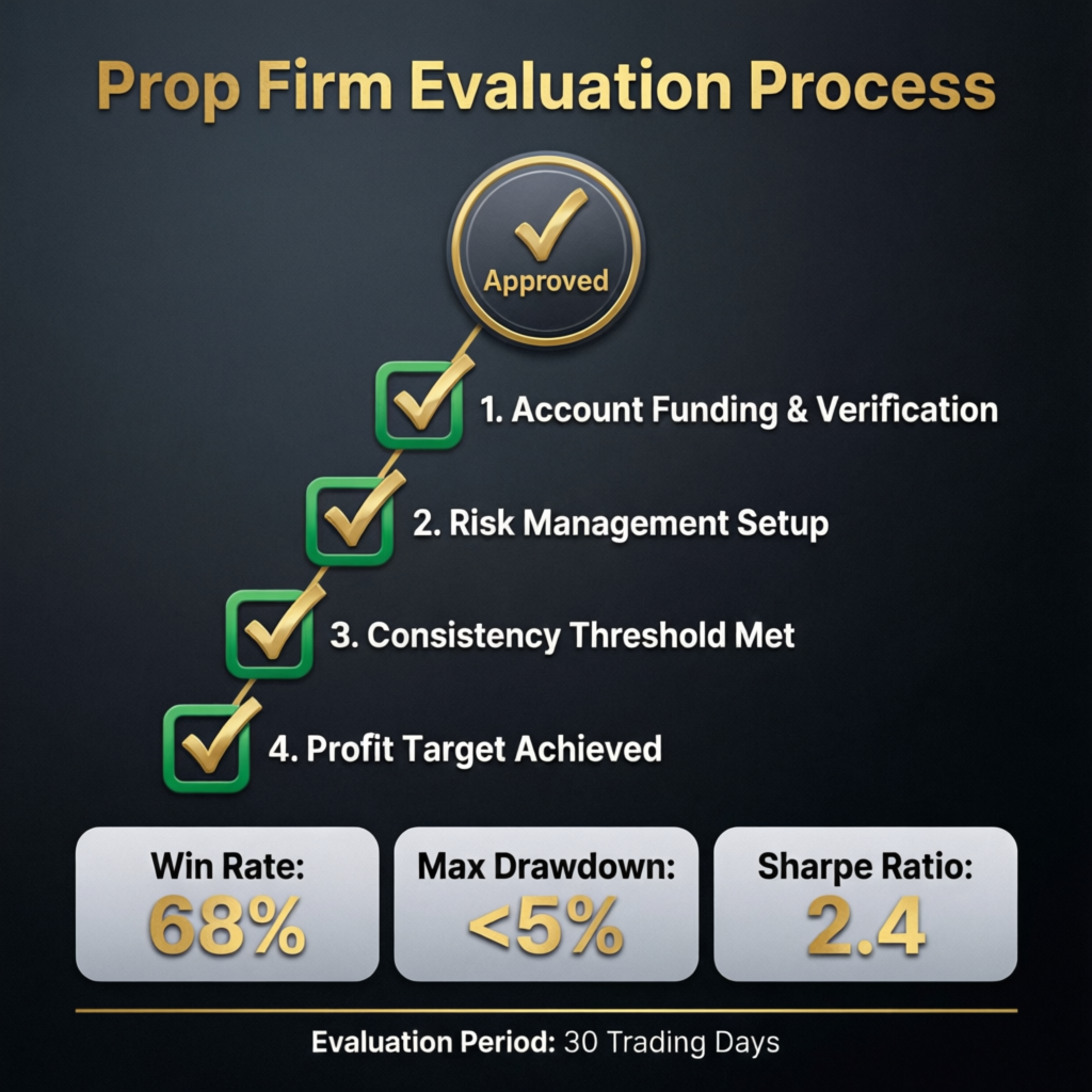 Prop Firm Evaluation Process showing the steps to pass My Funded Futures challenge