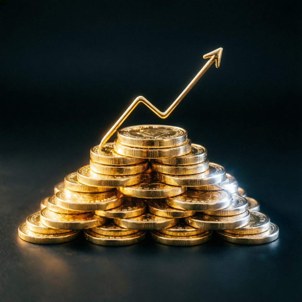 Financial growth with gold coins