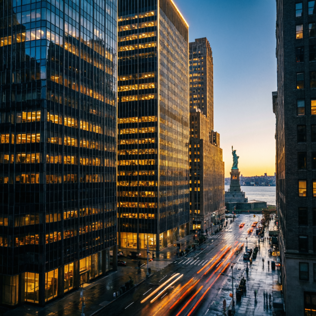 Wall Street financial district representing Topstep prop firm authority