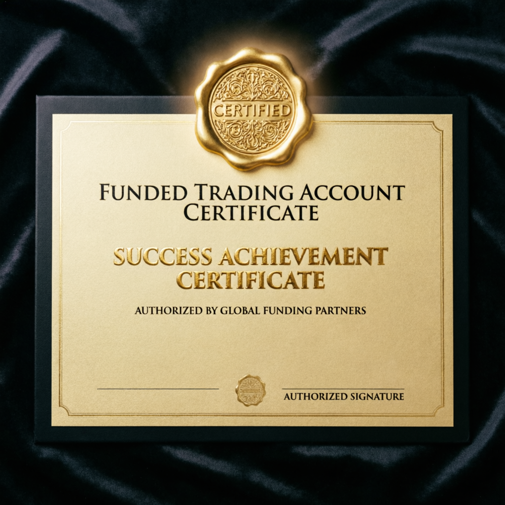 Funded trading account certificate showing Topstep success