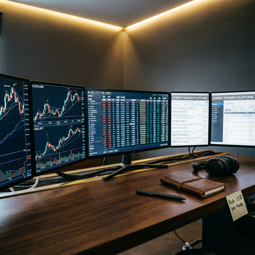 Multi-monitor professional trading setup