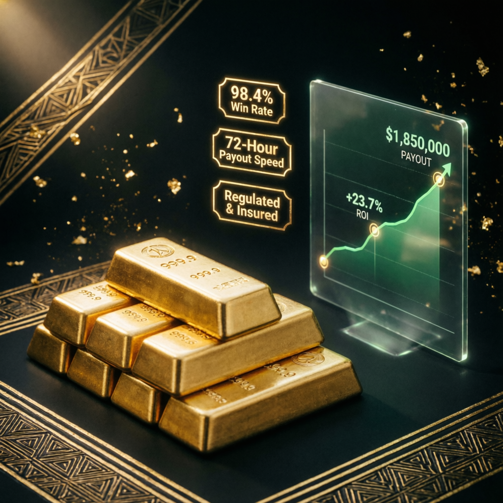 Trading success and payout proof with gold bars