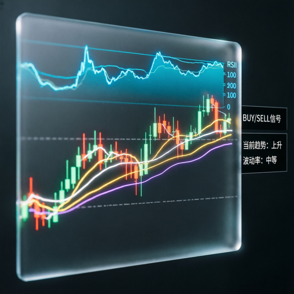 Trading strategy visualization with technical indicators
