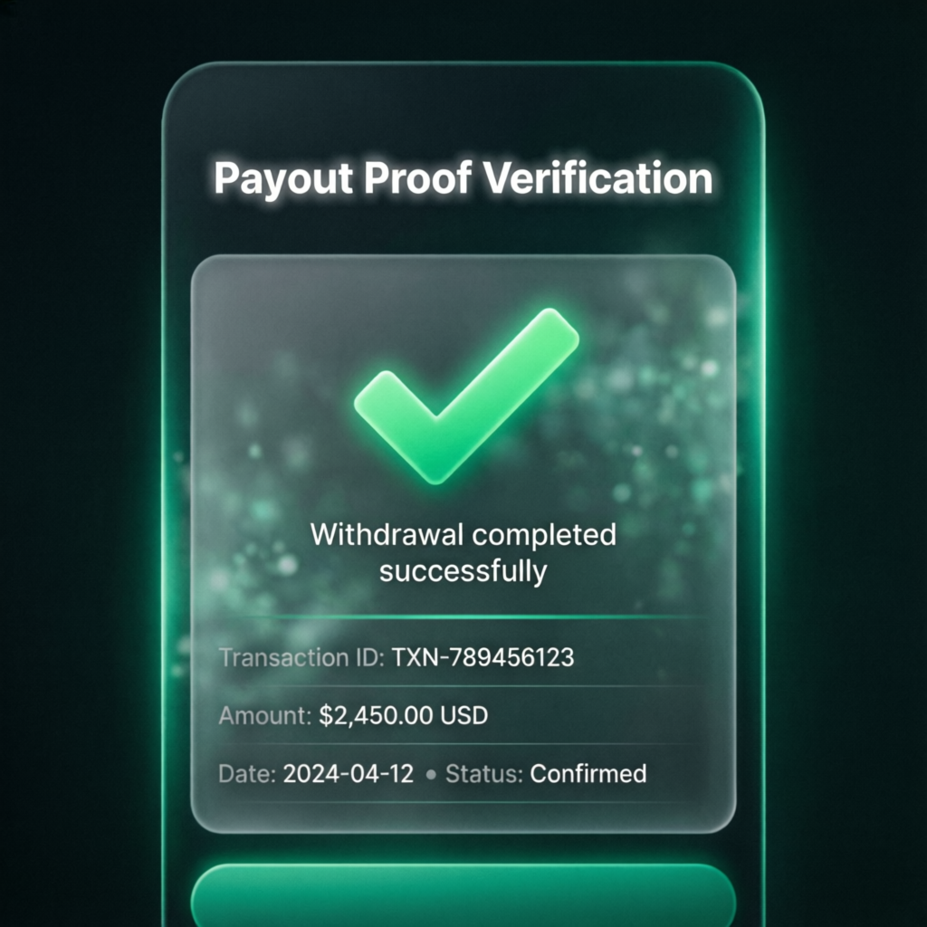 Payout proof verification showing successful withdrawal