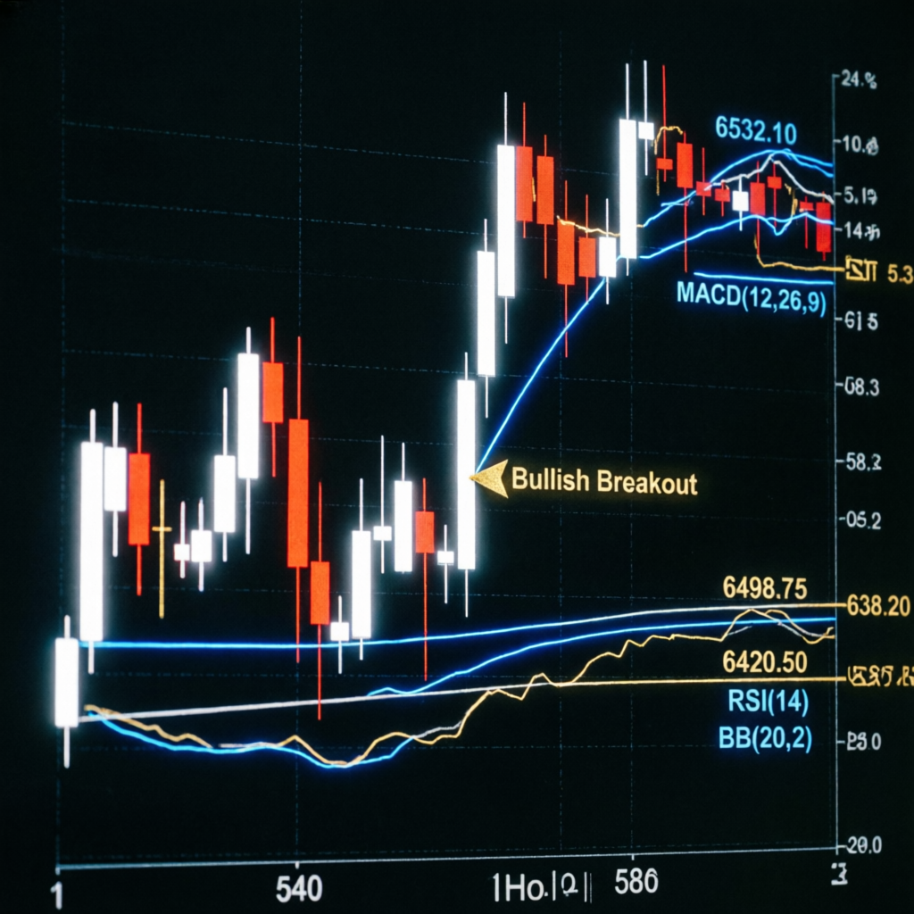 Professional futures trading chart analysis with technical indicators for Apex 150K account