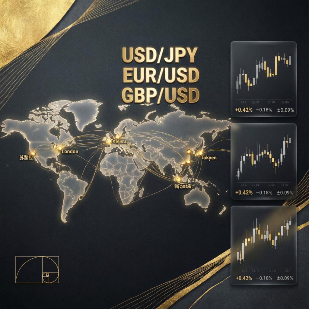 World map showing global prop firm trading services across major financial centers