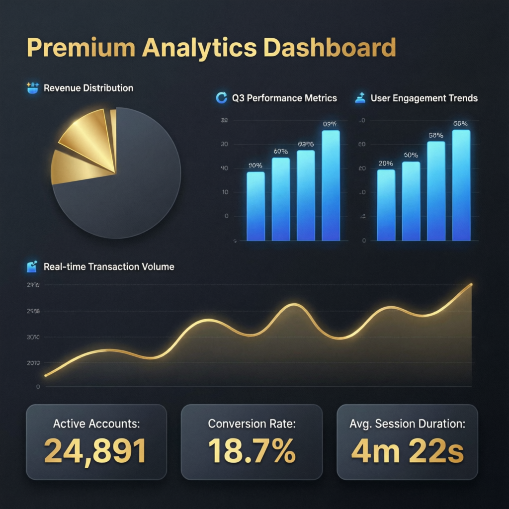 Premium analytics dashboard showing prop firm passing service performance metrics