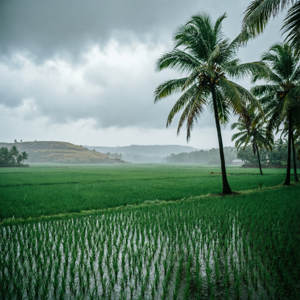Monsoon paddy fields in Goa