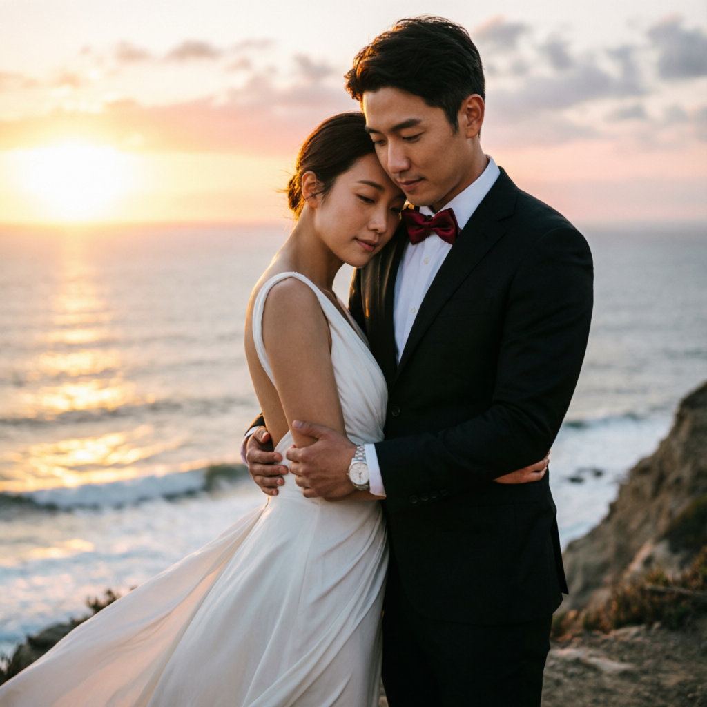 Casal no pôr do sol