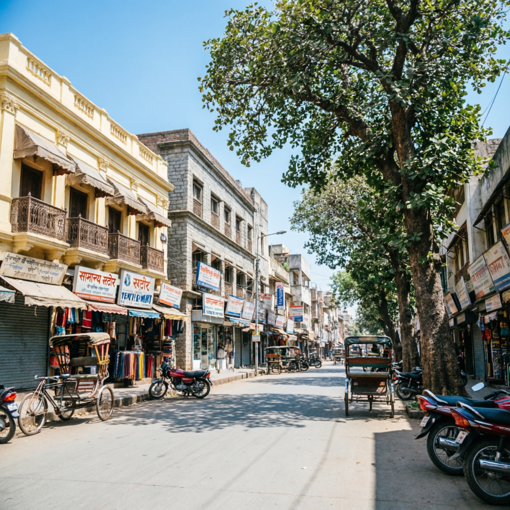 Street view of Ramdaspeth area in Nagpur Maharashtra showing Central Bazar Road where Dermacity Skin Clinic is located