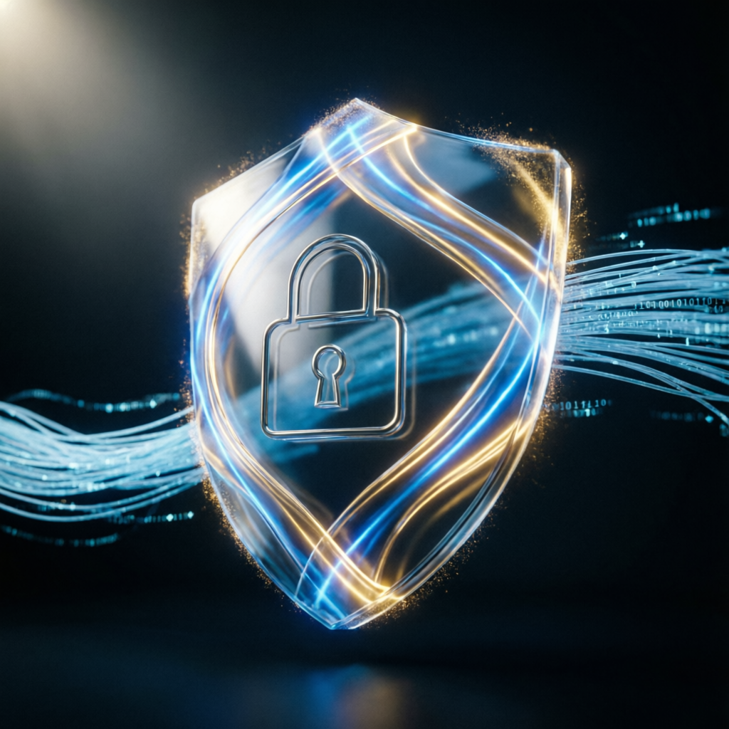 Digital security shield representing trust and safety in financial services