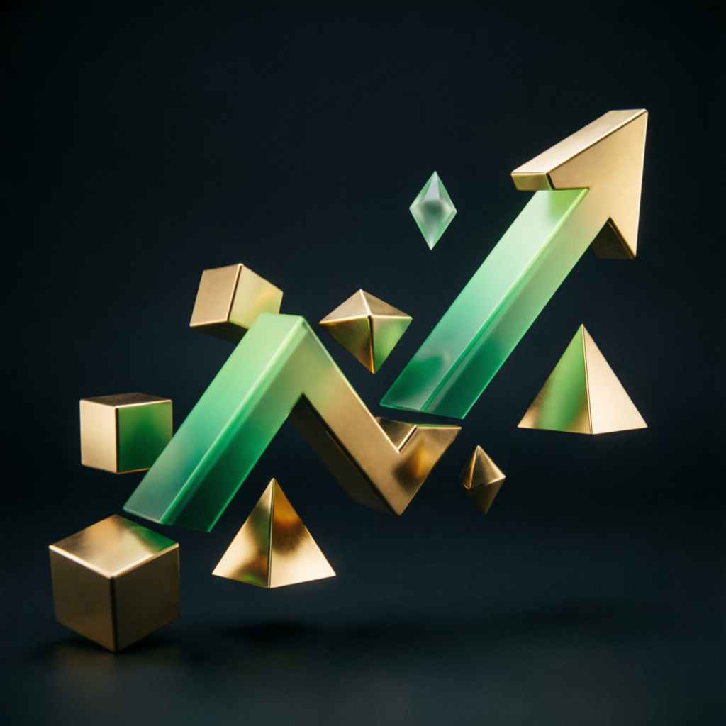 Abstract financial data visualization showing upward growth trend