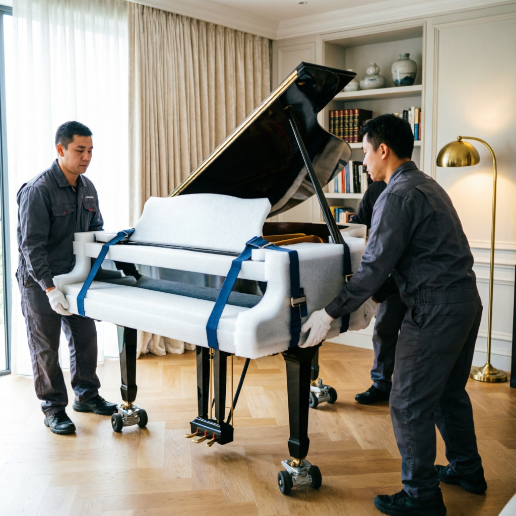 Transporte profesional de pianos e instrumentos delicados con personal especializado