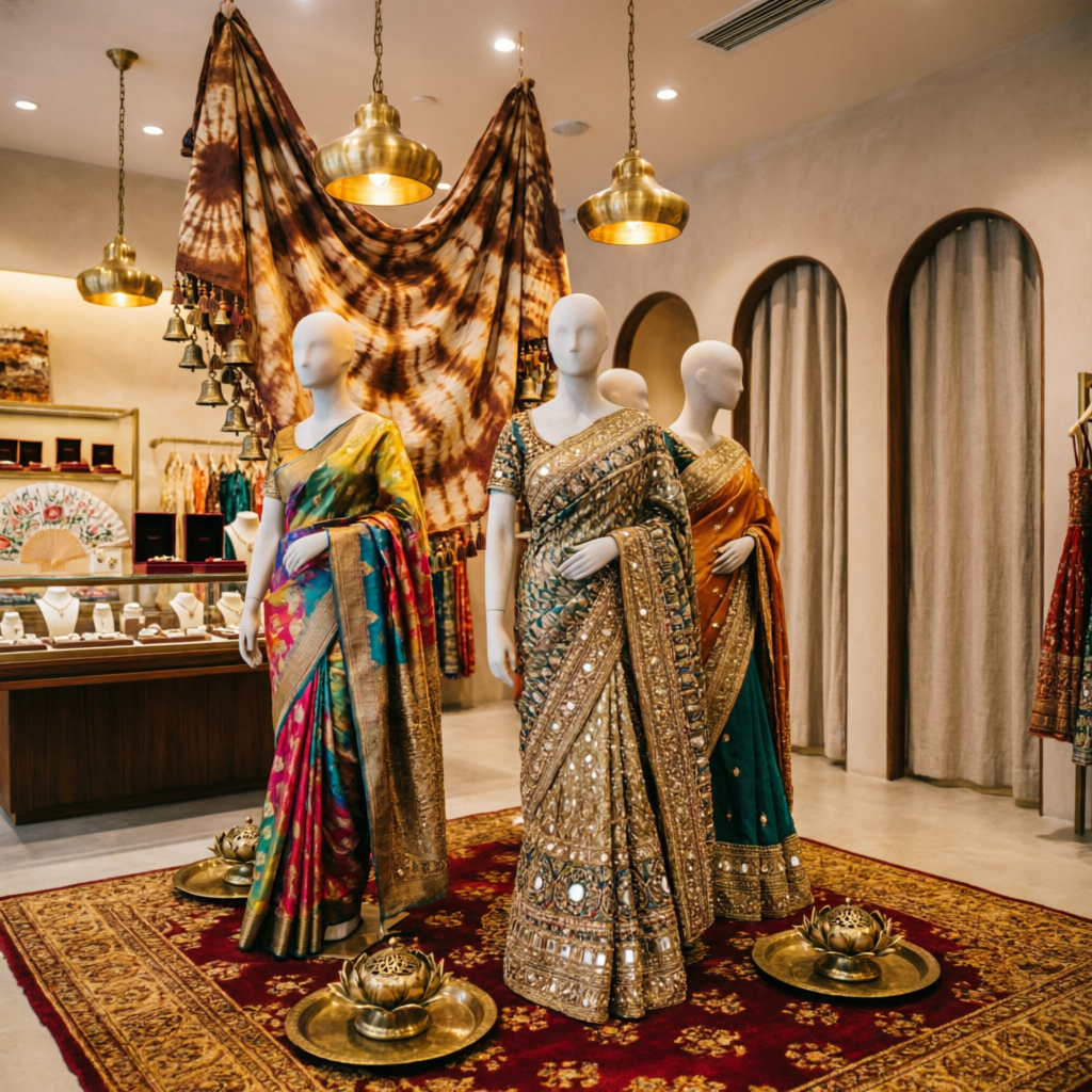 Designer Sarees Display at Boutique