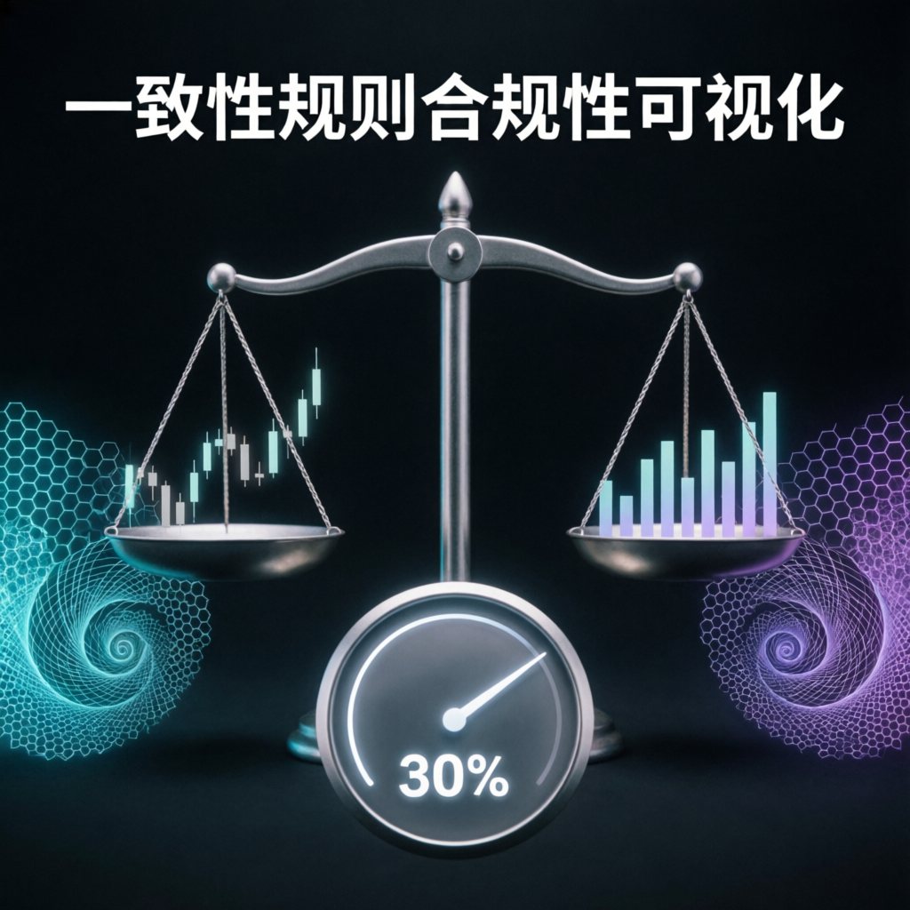 Apex Trader Funding 30% consistency rule visualization with balanced scales and compliance metrics