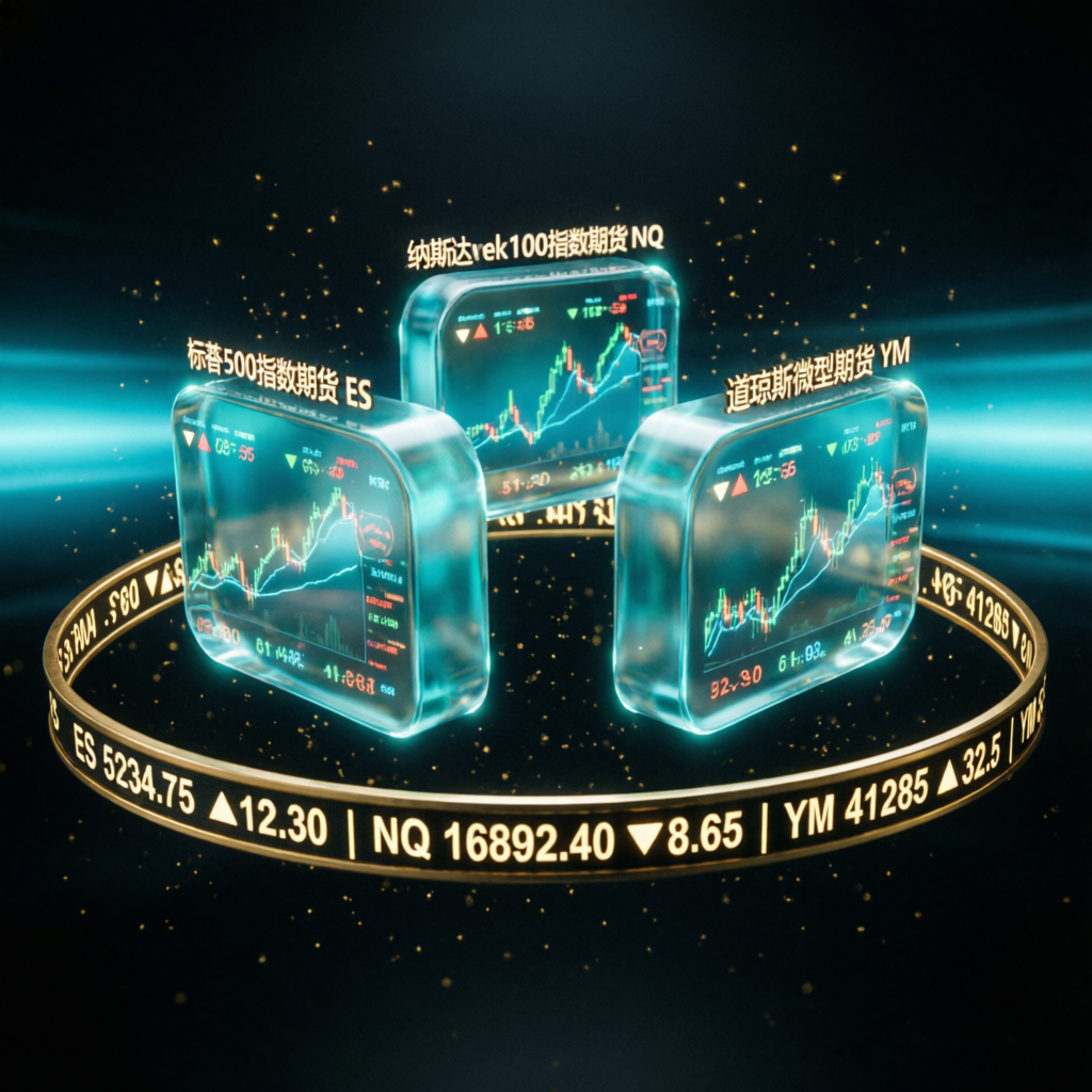 Futures contracts ES NQ YM trading with holographic 3D visualization