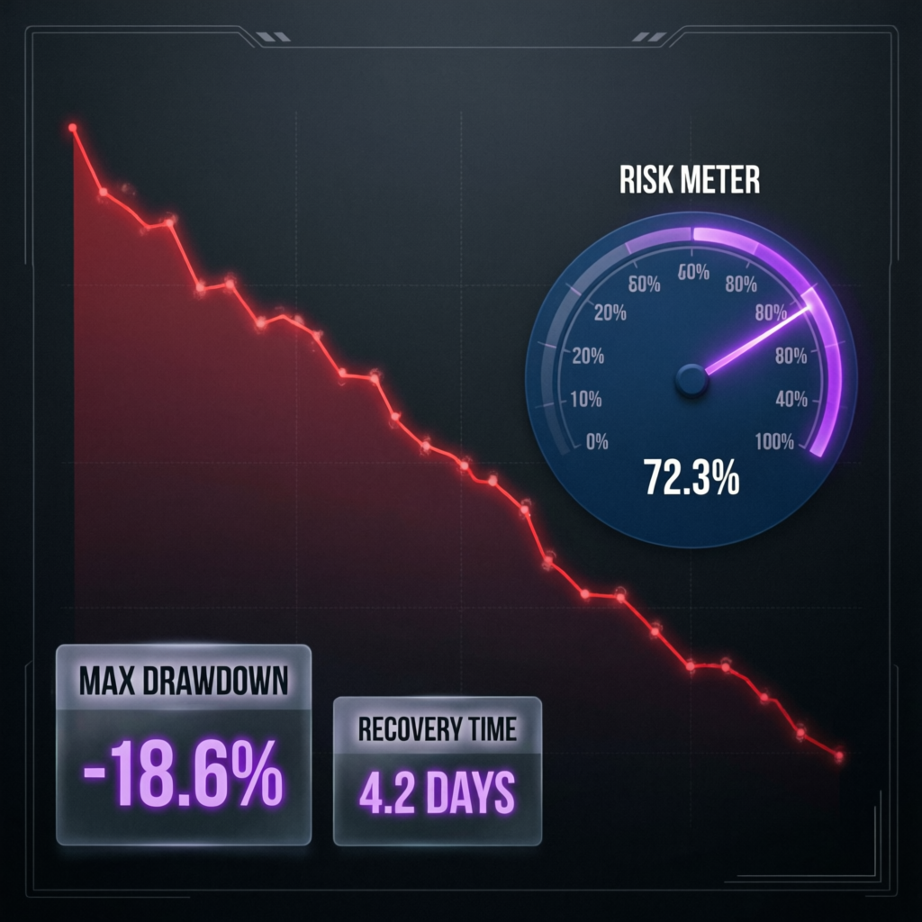 Apex Trader Funding trailing drawdown visualization with risk meter and max drawdown analytics