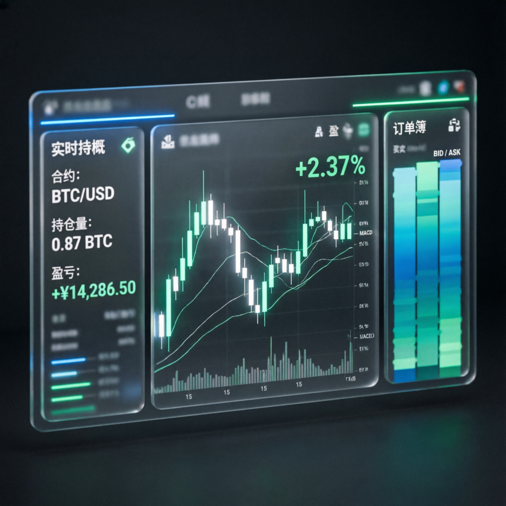Modern trading dashboard with futures charts and indicators