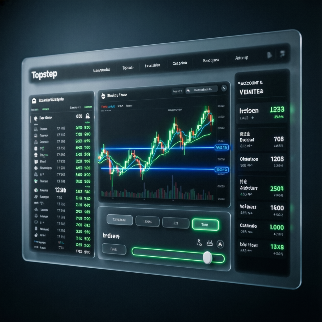 Topstep trading dashboard interface showing futures charts