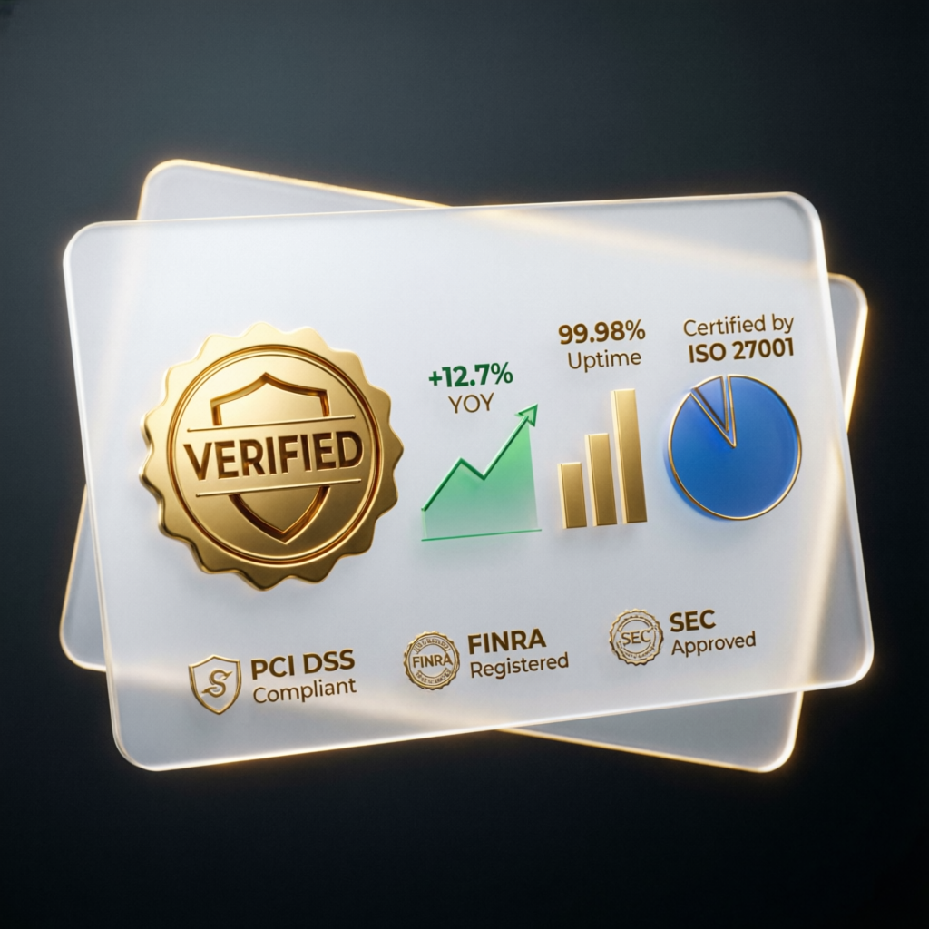 Trust and authority with verified badge and financial certifications