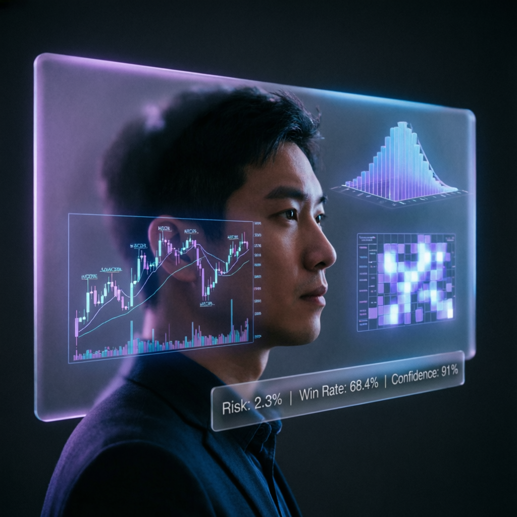 Trading psychology concept with analytical charts