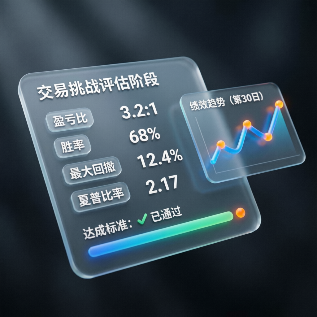 Trading challenge evaluation phase with performance metrics