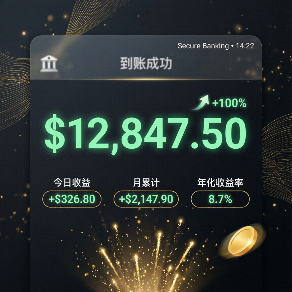 Payout success notification showing large dollar amount transfer with profit indicators