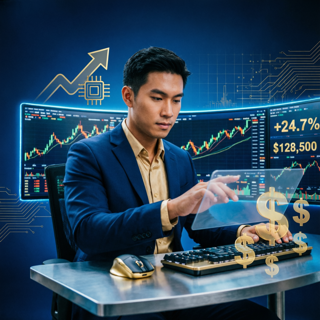Professional trader achieving funded account success with Quick Prop Pass prop firm passing service showing profit growth