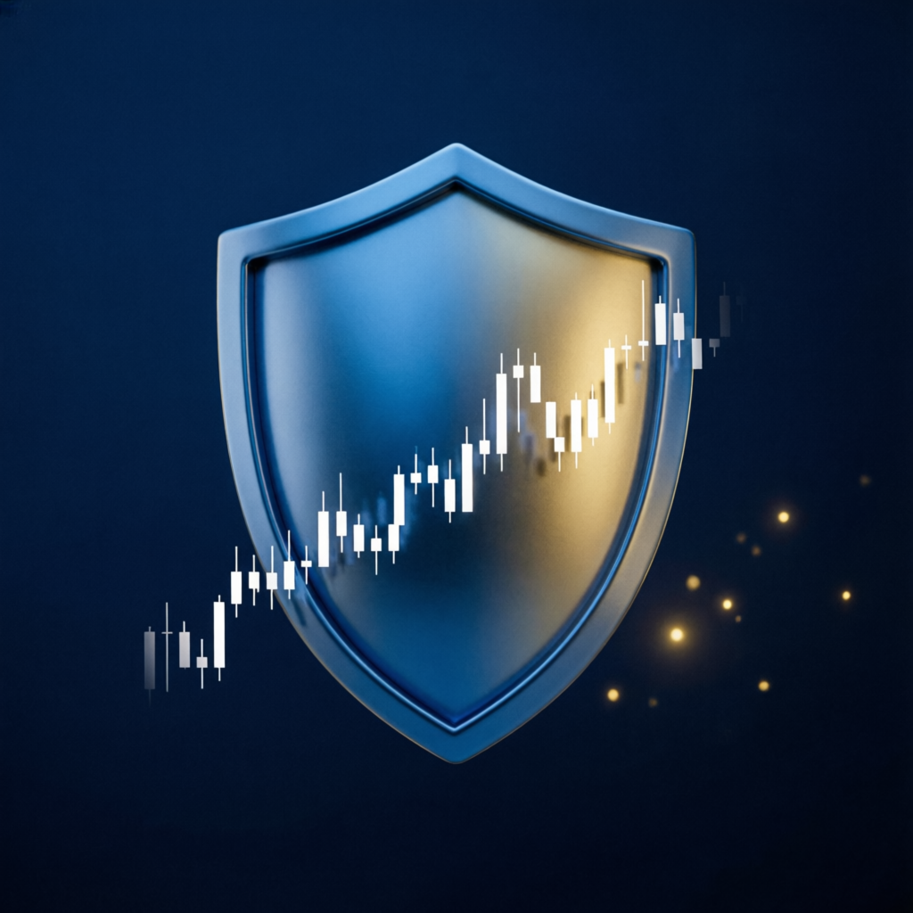 Risk management shield protecting trading account from drawdown